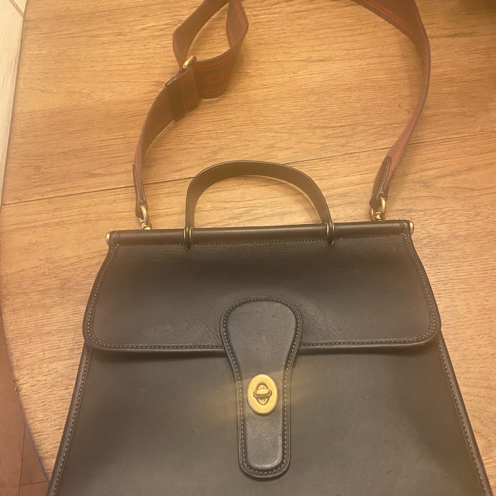 Coach Black Leather Satchel/crossbody with Gold Accents